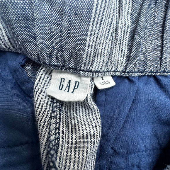 GAP White/Blue Striped Pleated Capri Palazzo Pants- 2 - Picture 3 of 7